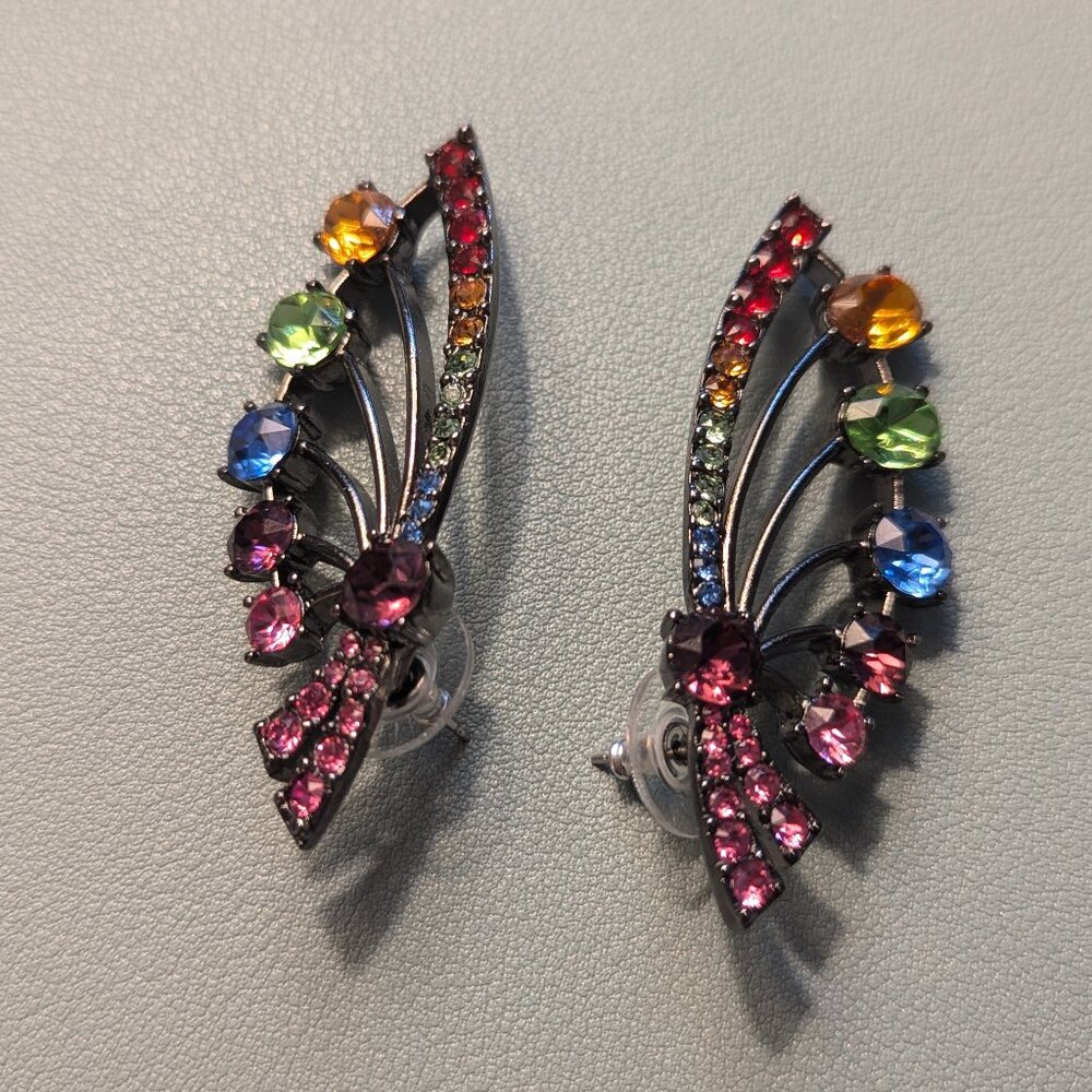 Oscar de la Renta Crystal Fan Earrings